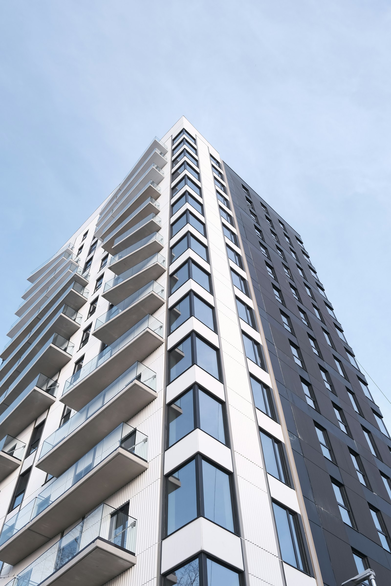 Modern condo building with balconies